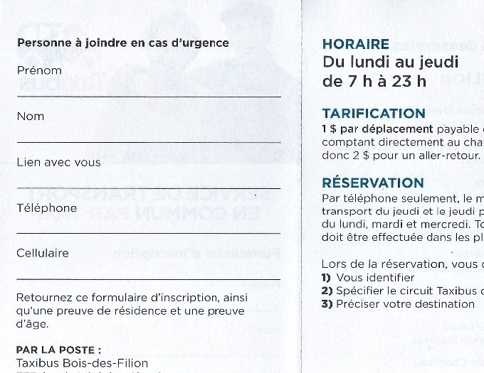 Service TAXIBUS (Bois-des-Filion)