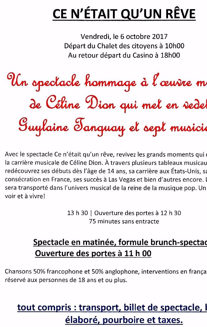Texte d'information au sujet du spectacle de Ghyslaine Tanguay